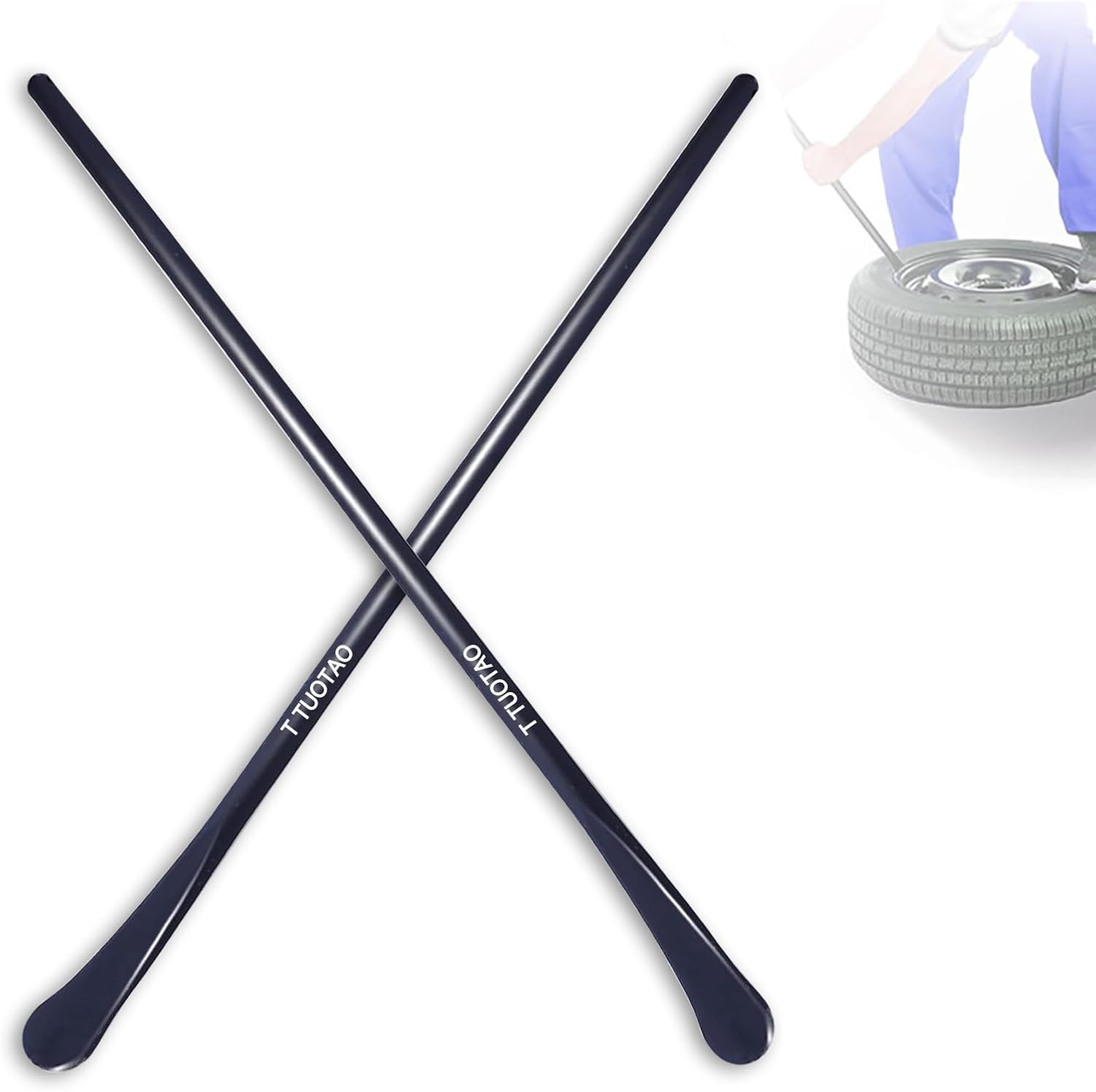 2 PCS 30" 33220 Heavy Duty Tire Iron Set - Solid Steel Tire Spoons for Semi Truc