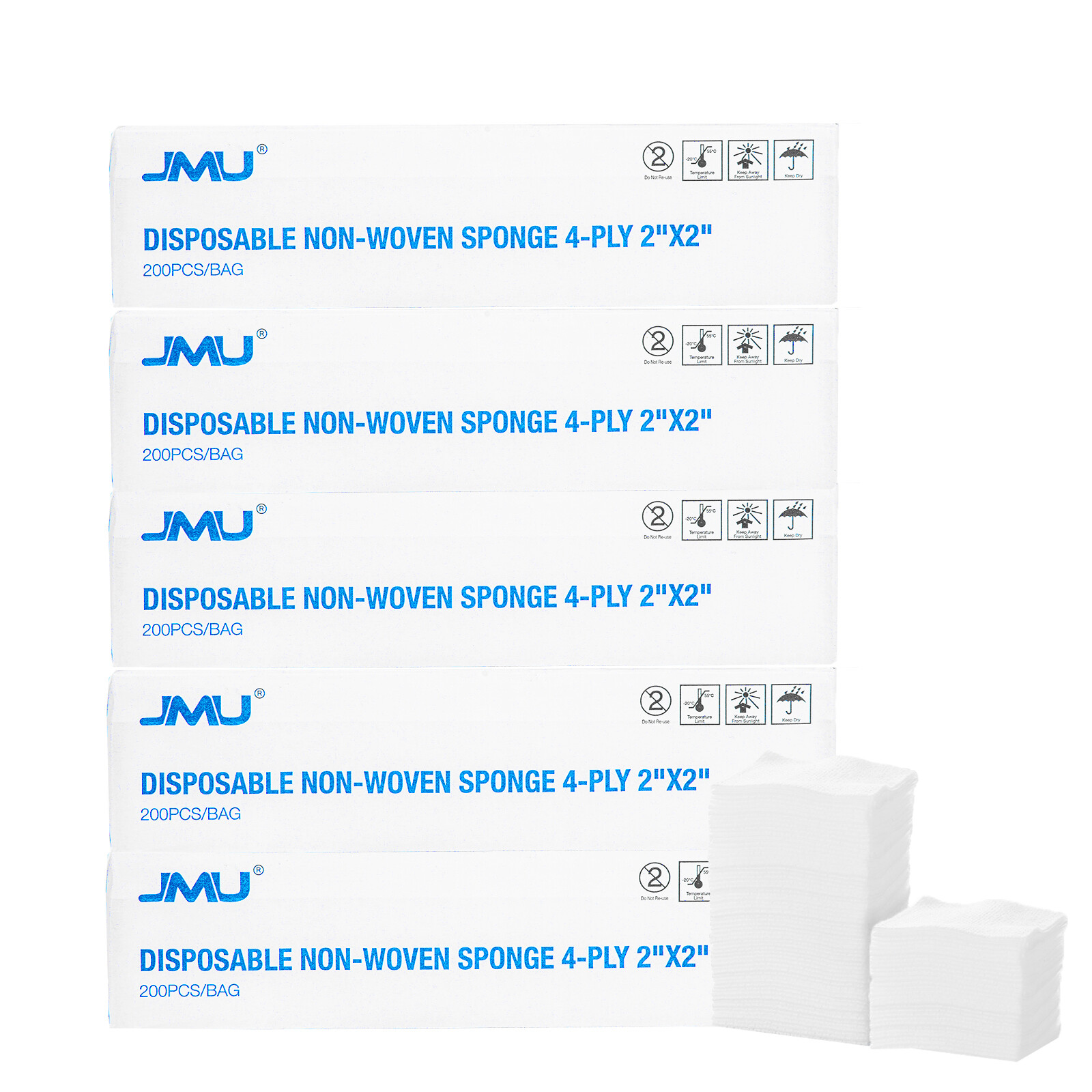 1000Pcs Dental 4-Ply Non-Woven Sponges Non-Sterile Cotton Gauze Size 2 " x 2 "