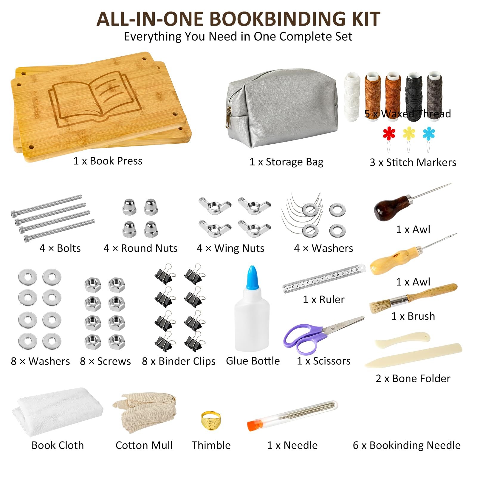 Book Binding Kit With Press 7.9 x 11.6 Inch Starter Tools Craft Supply
