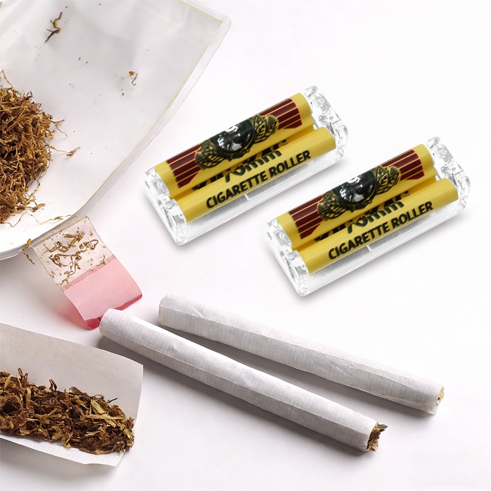 2 Pcs Zig Zag 70mm Automatic Cigarette Tobacco Rolling Roller Machine - Yellow