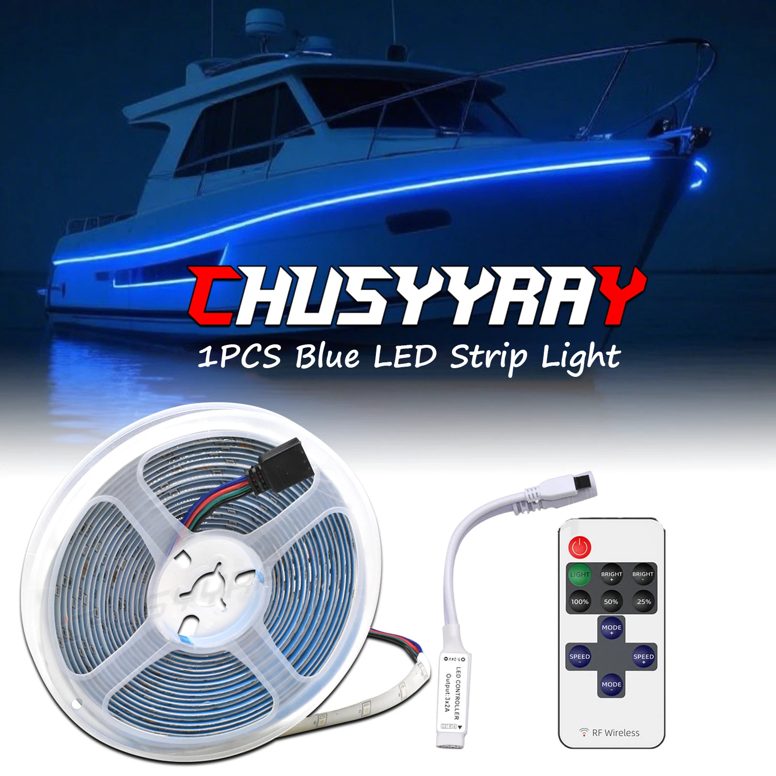 16.4ft Wireless Control Waterproof LED Strip Light For Boat Truck Car SUV RV