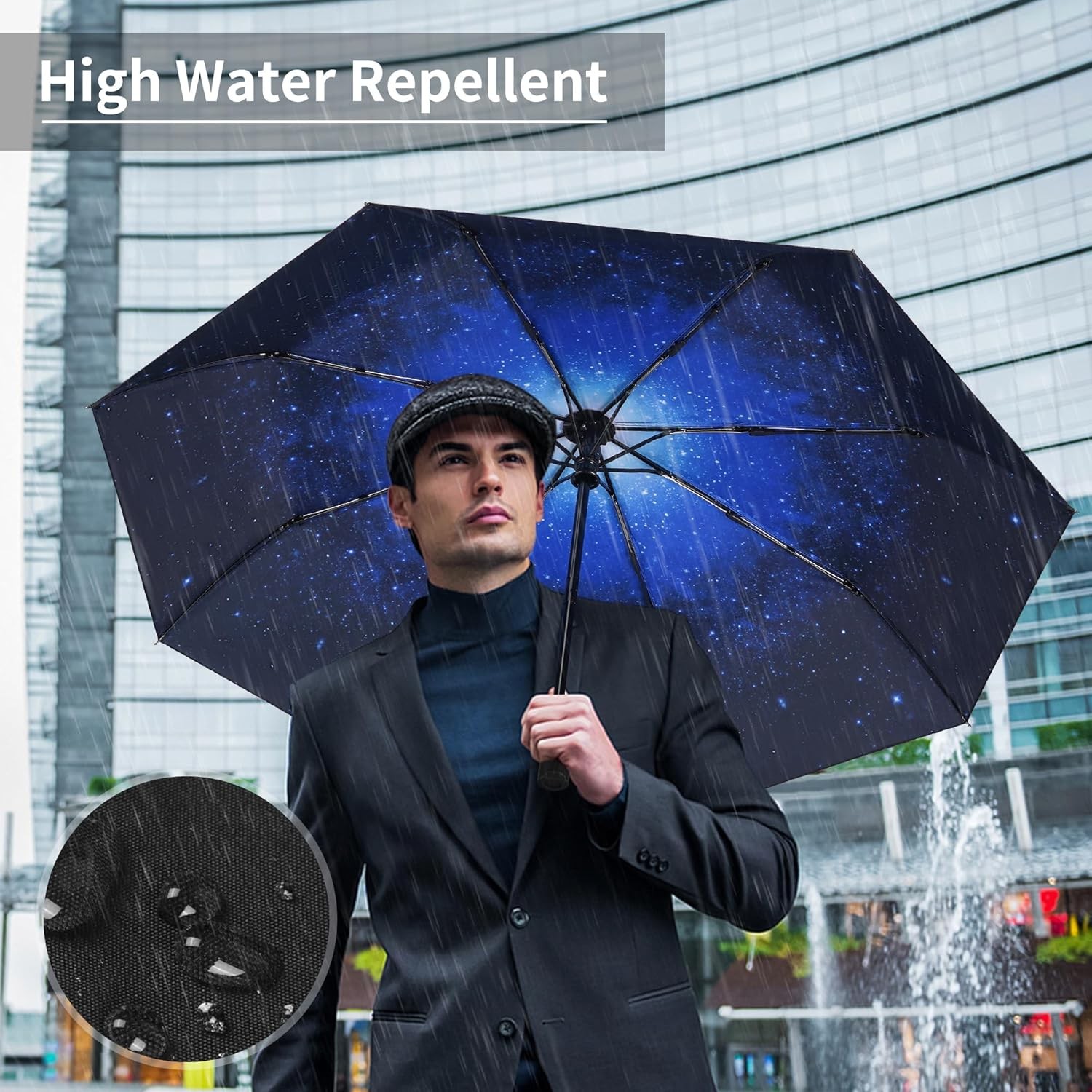 Seniny Windproof Travel Umbrella, Automatic Umbrellas for Rain, Portable & Compa