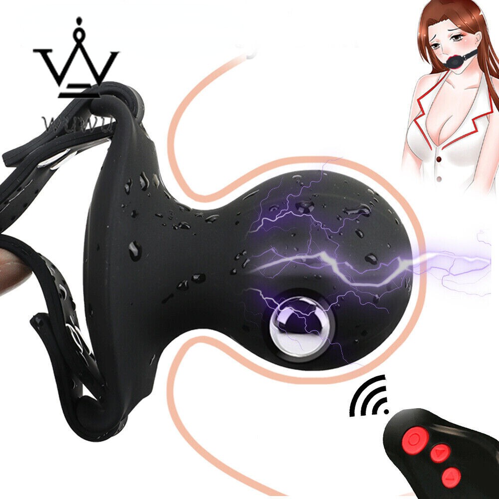 7 Mode Mouth Ball Gag Bondage Restraints Electric Harness Strap Remote BDSM New
