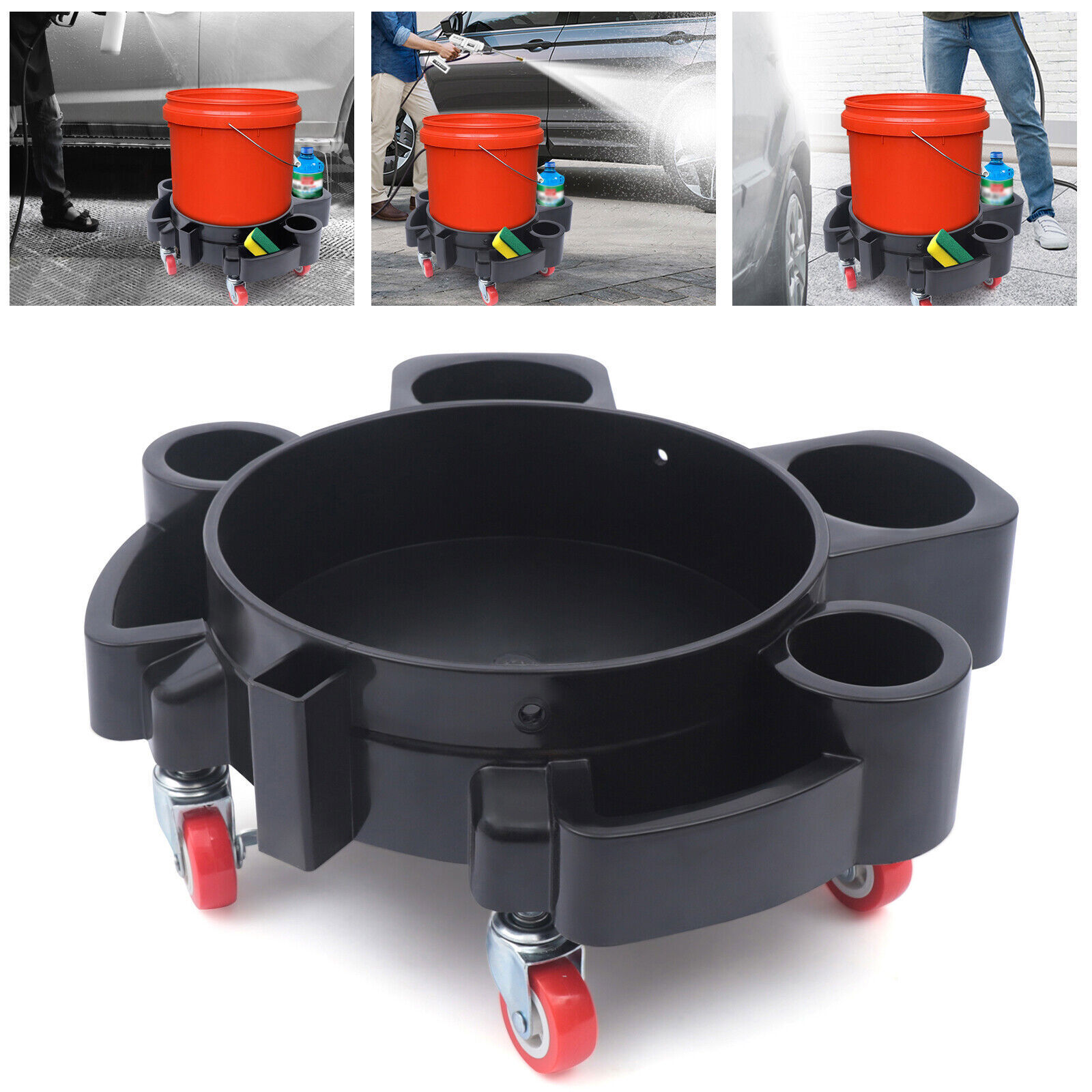 Professional For Car Detailing Cleaning Car Wash Bucket Dolly Cart Kits Holder