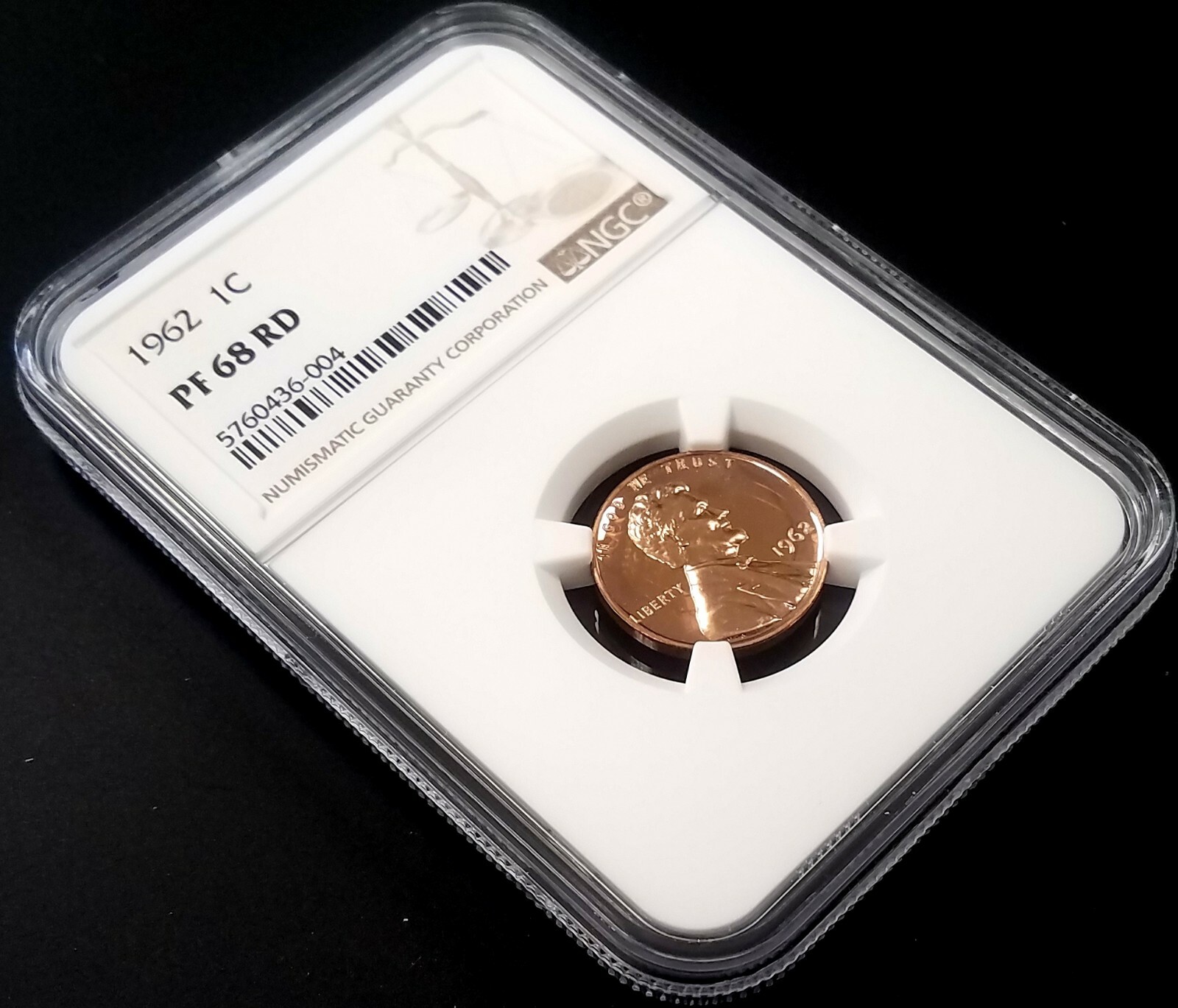 1962 Proof Lincoln Cent certified PF 68 RD by NGC!