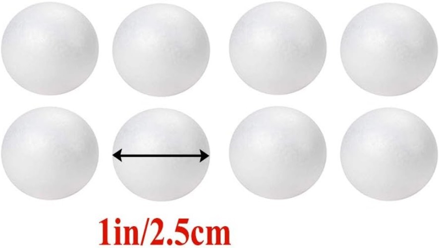 50 Smooth Polystyrene Craft Balls, 1-Inch Perfect for Holiday Decor & More