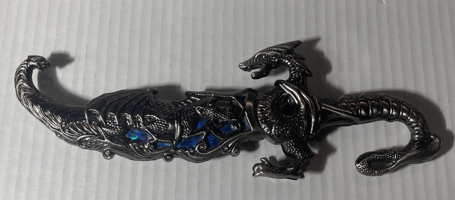 10" Collectible Fantasy Blue Dragon Dagger Knife Blade Ornate Standing Steel