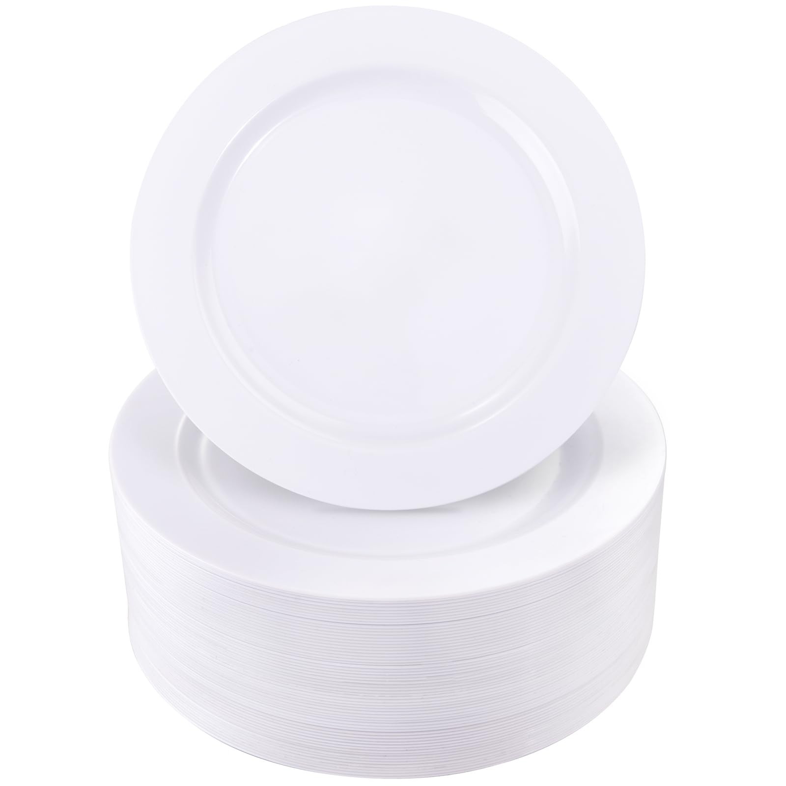I00000 60 Pcs White Plastic Dessert Plates, 7inch Disposable Salad Plates, Pr...
