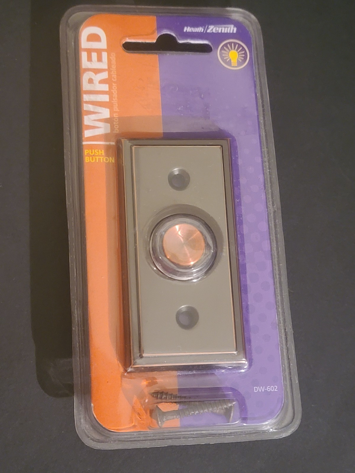 Heath Zenith Wired ANTIQUE COPPER Finish Push Button Door Bell DW-602