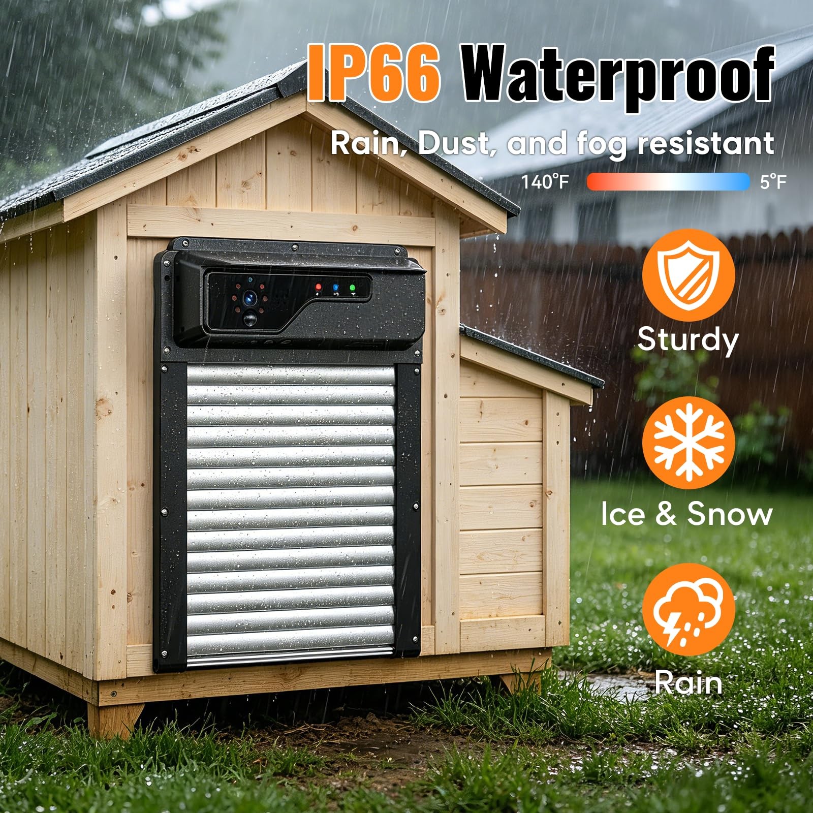 Automatic Chicken Coop Door with Timer and Remote Control, WiFi 1080P Camera ...