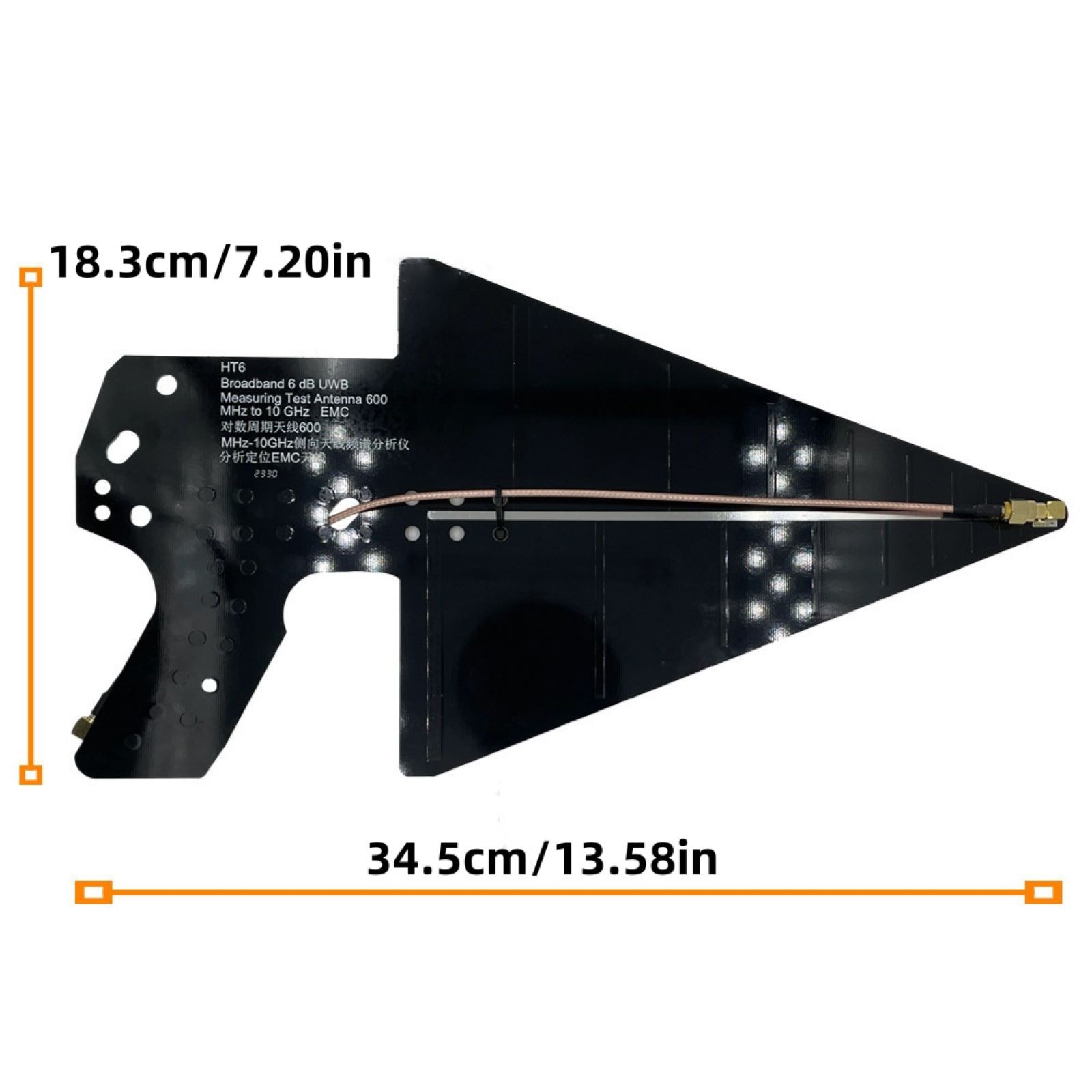 Black 0.6-10GHz Signal Analysis HT6 Log-periodic Antenna Kit For EMC Test