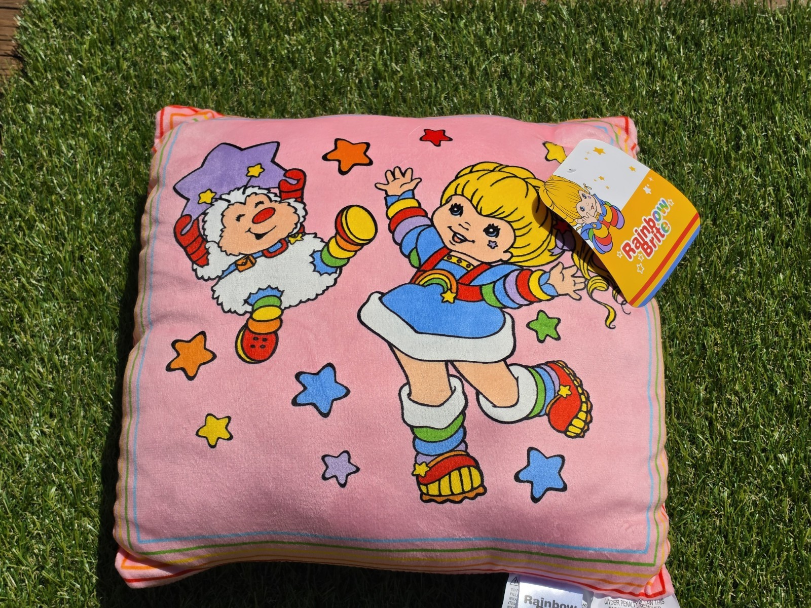 Rainbow Brite And Twink Pillow  14"x14"x3.5"  Soft Pink Original New With Tags