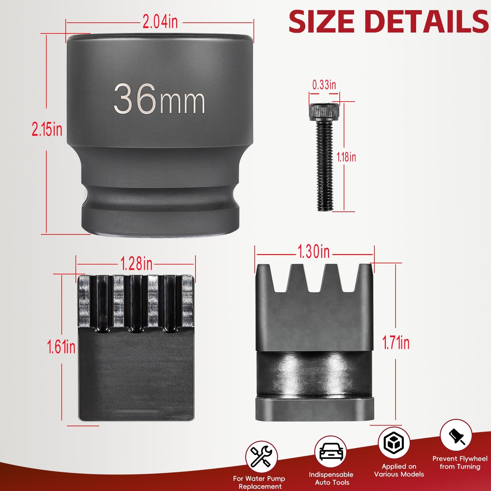 22100 Flywheel Locking Tool with 36mm 3/4" Drive Harmonic Balancer Socket -6.6 L