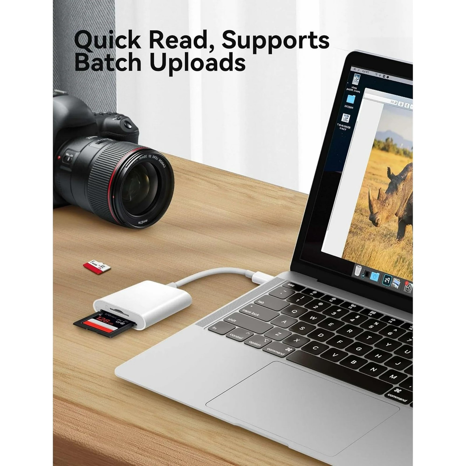 USB C SD Card Reader,USB 3.0 High Speed to Adapter for iPhone White