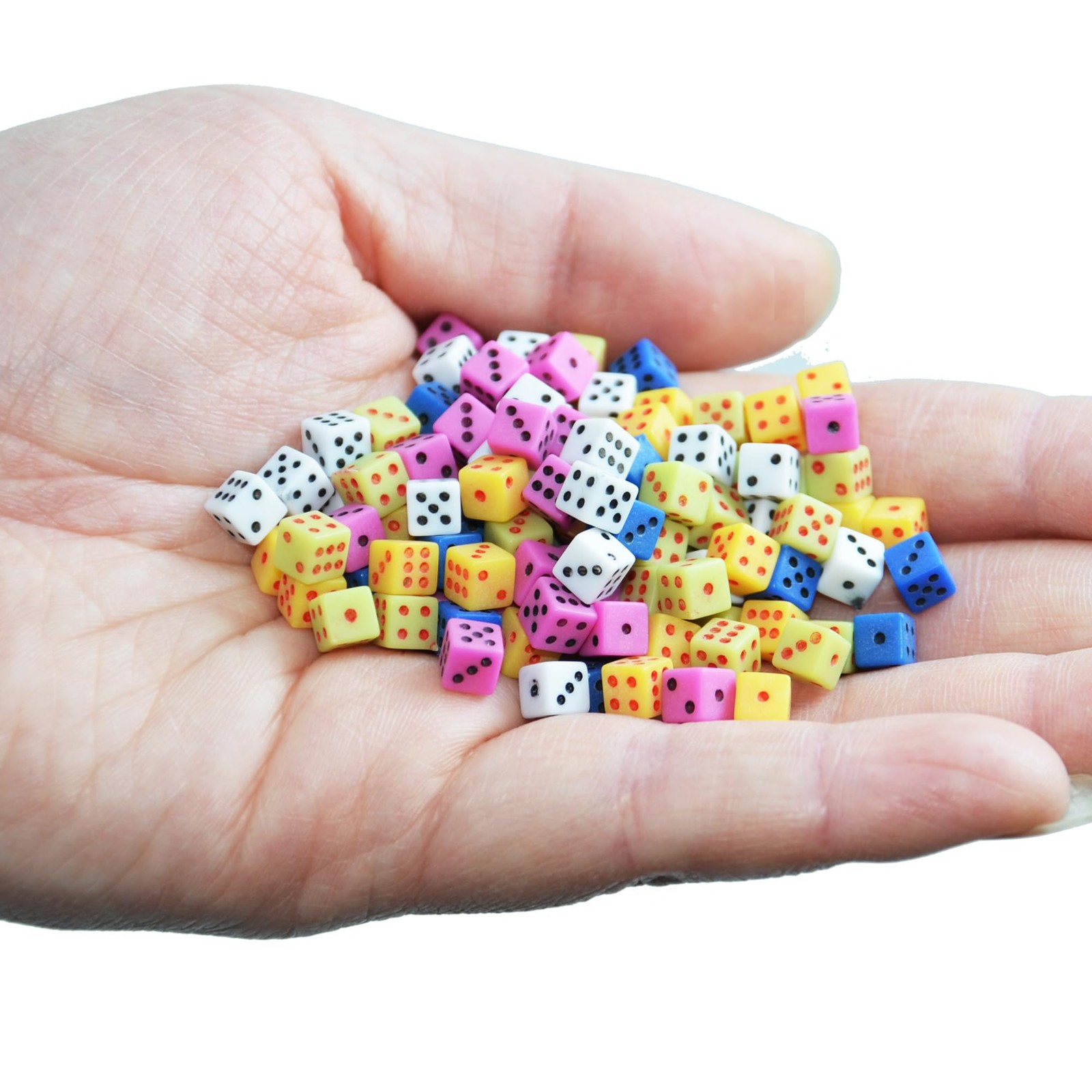 100 Assorted 1/5" 5mm D6 Mini Dice Game Dot Square Dice Set