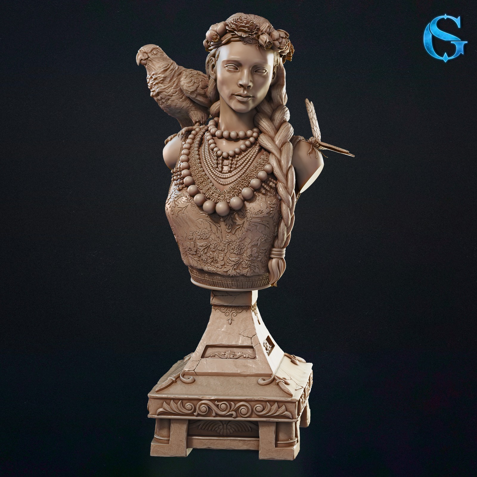 Dungeons and Dragons - HD Resin Print - Female Human Bust - Gaia - Druid