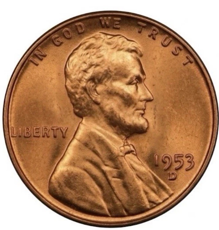 1953 D Denver Lincoln Wheat Cent/Penny,  Brilliant Uncirculated (BU)