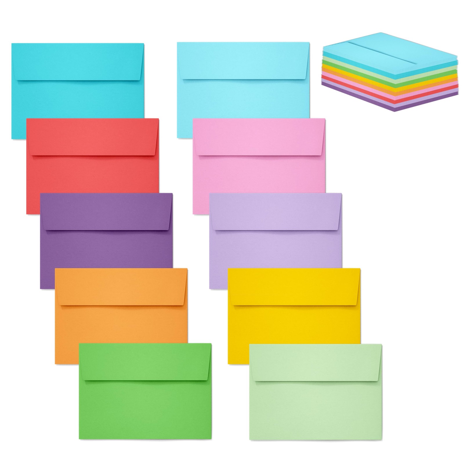 Slapaflife 50 pack 4x6 envelopes,4x6 colored envelopes for invitations, postcard