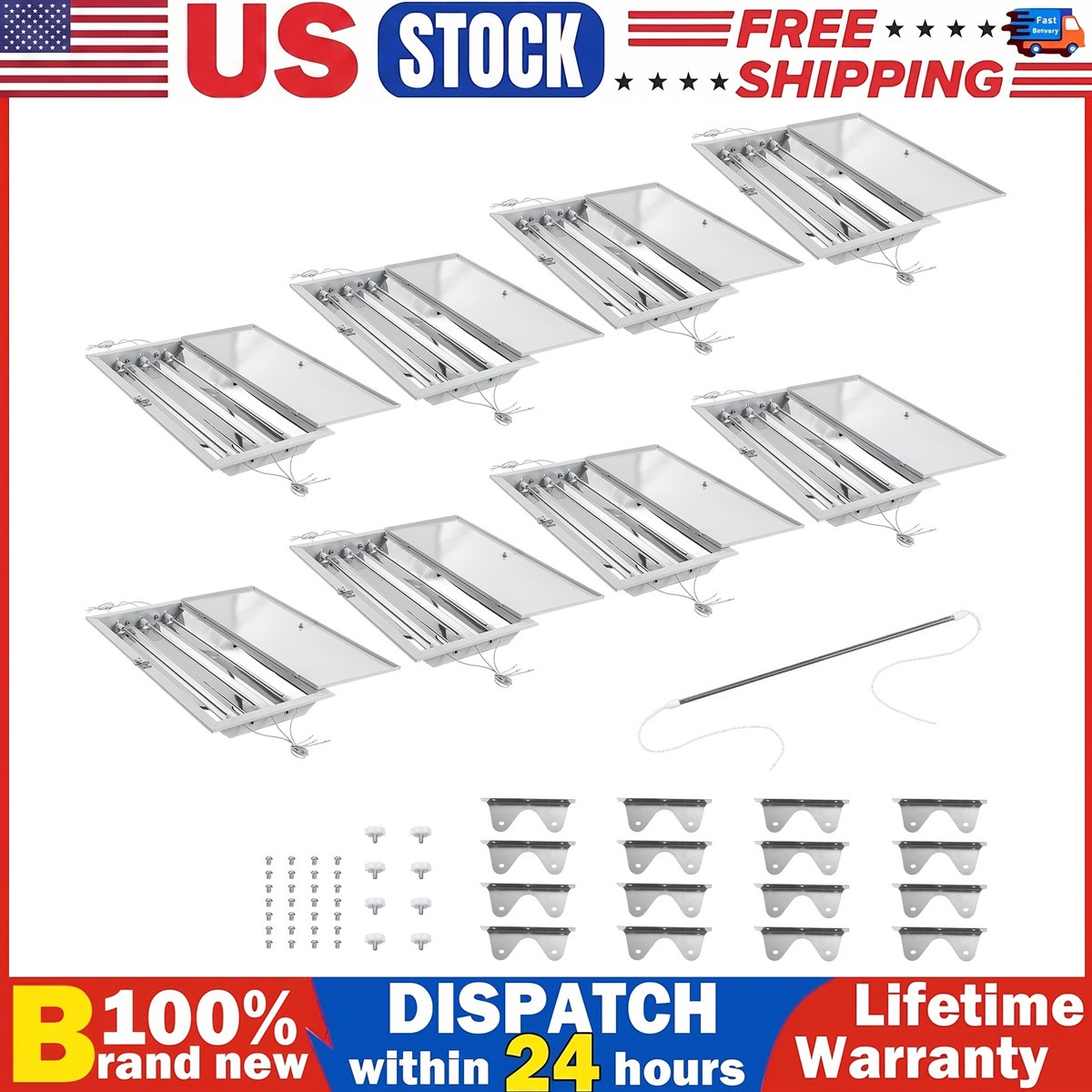 8 X 3KW Spray/Baking Booth Infrared Paint Curing Lamps Heating Lights 220V NEW