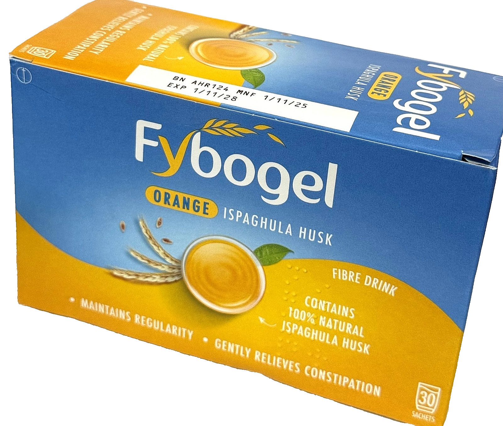 Fybogel Orange 30 Sachets Natural Fibre Drink Constipation Relief Exp 11/28