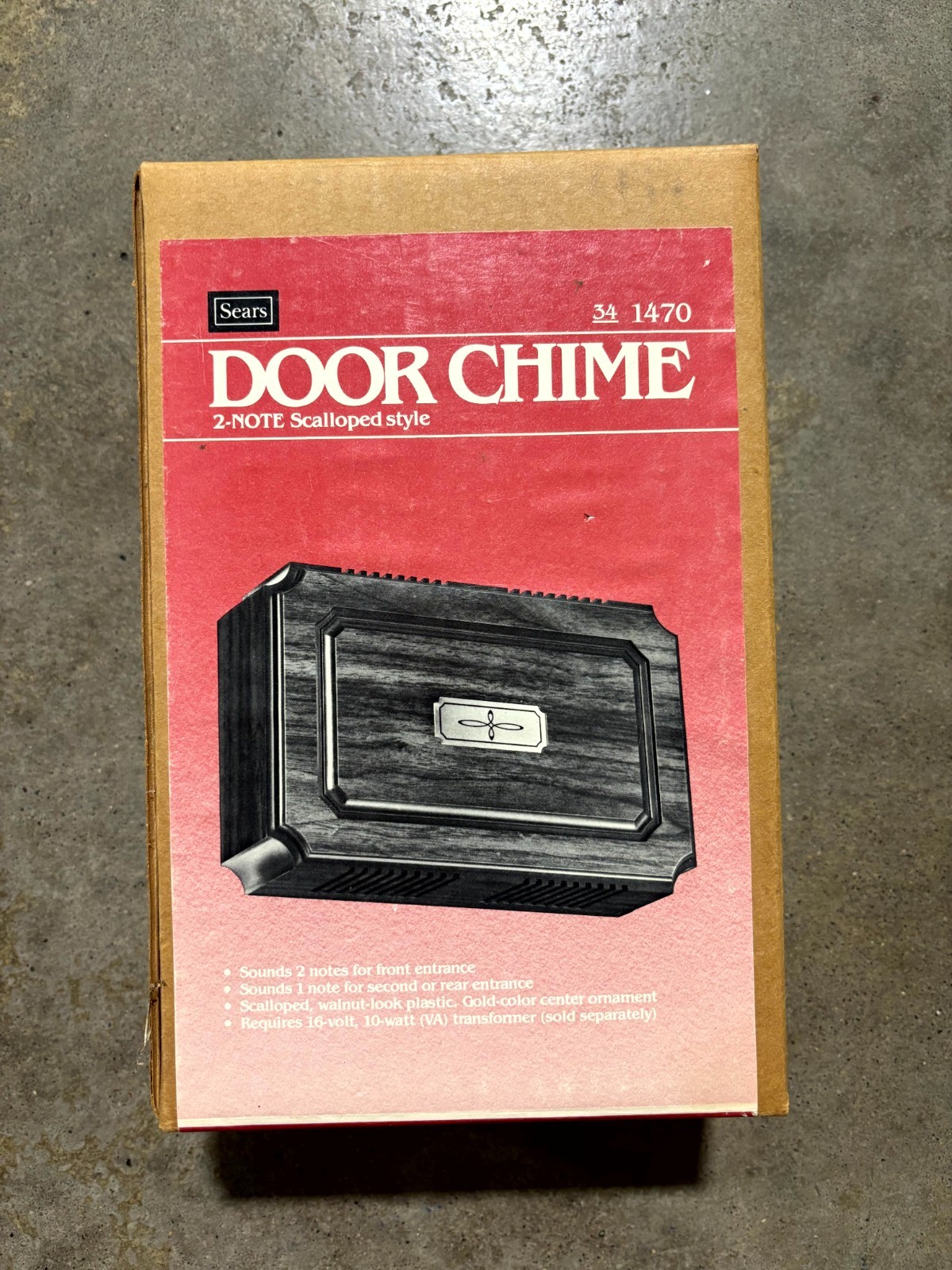 Vintage Sears 341470 Door Chime Black for Doorbell 2-Note Scalloped Style