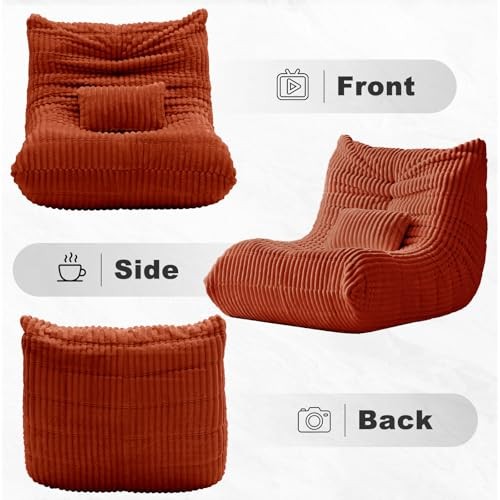 Bean Bag Chair with Lumbar Pillow, Gaint Bean Bag Chairs for Adults, Orange