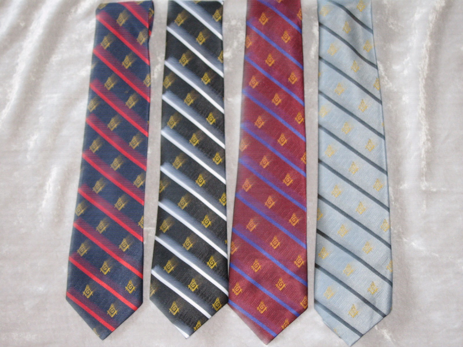 Masonic Square Compass Logo Mens Neckties Stripe Free Mason Fraternity NEW!