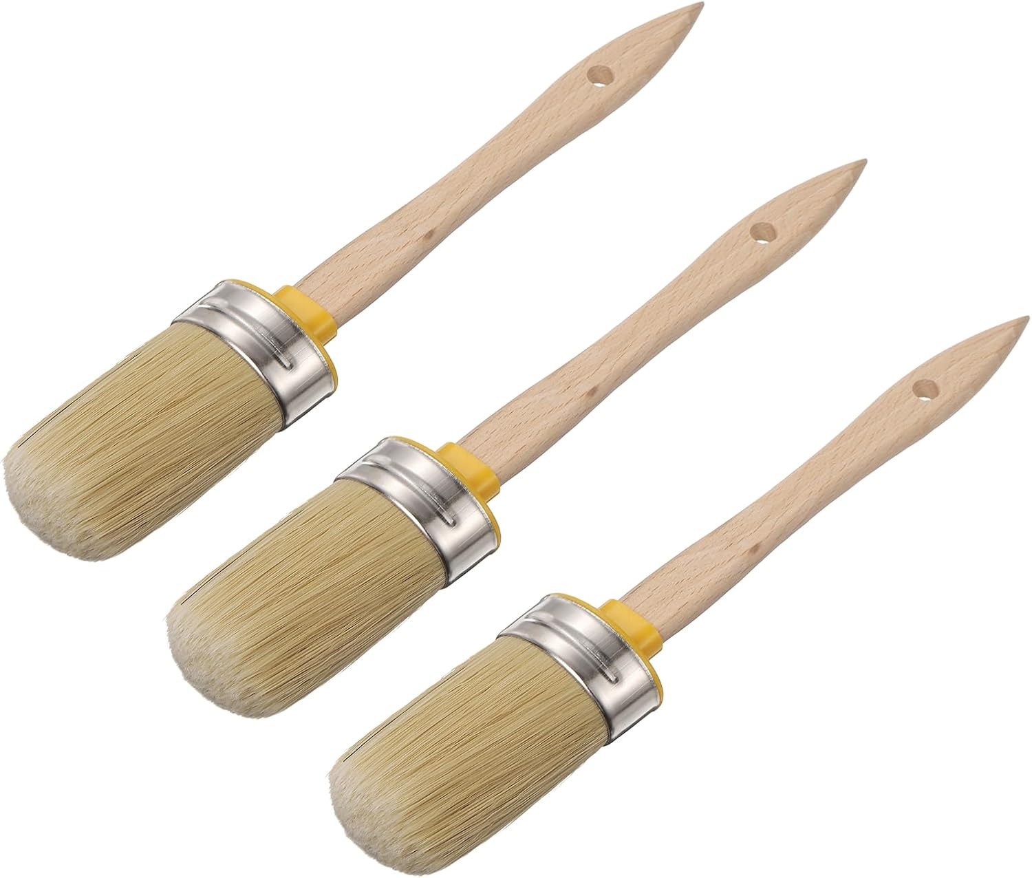 3 Pcs Wax Paint Brushes, 2 x 1.2 Inch Chalk Stencil Brush, Oval PET Fiber Bristl