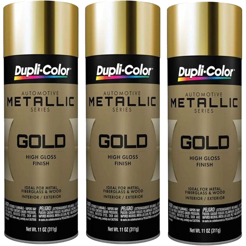 Duplicolor GS100 (3-Pack), Gold Metallic Aerosol Spray Paint, 11oz, Gloss Finish