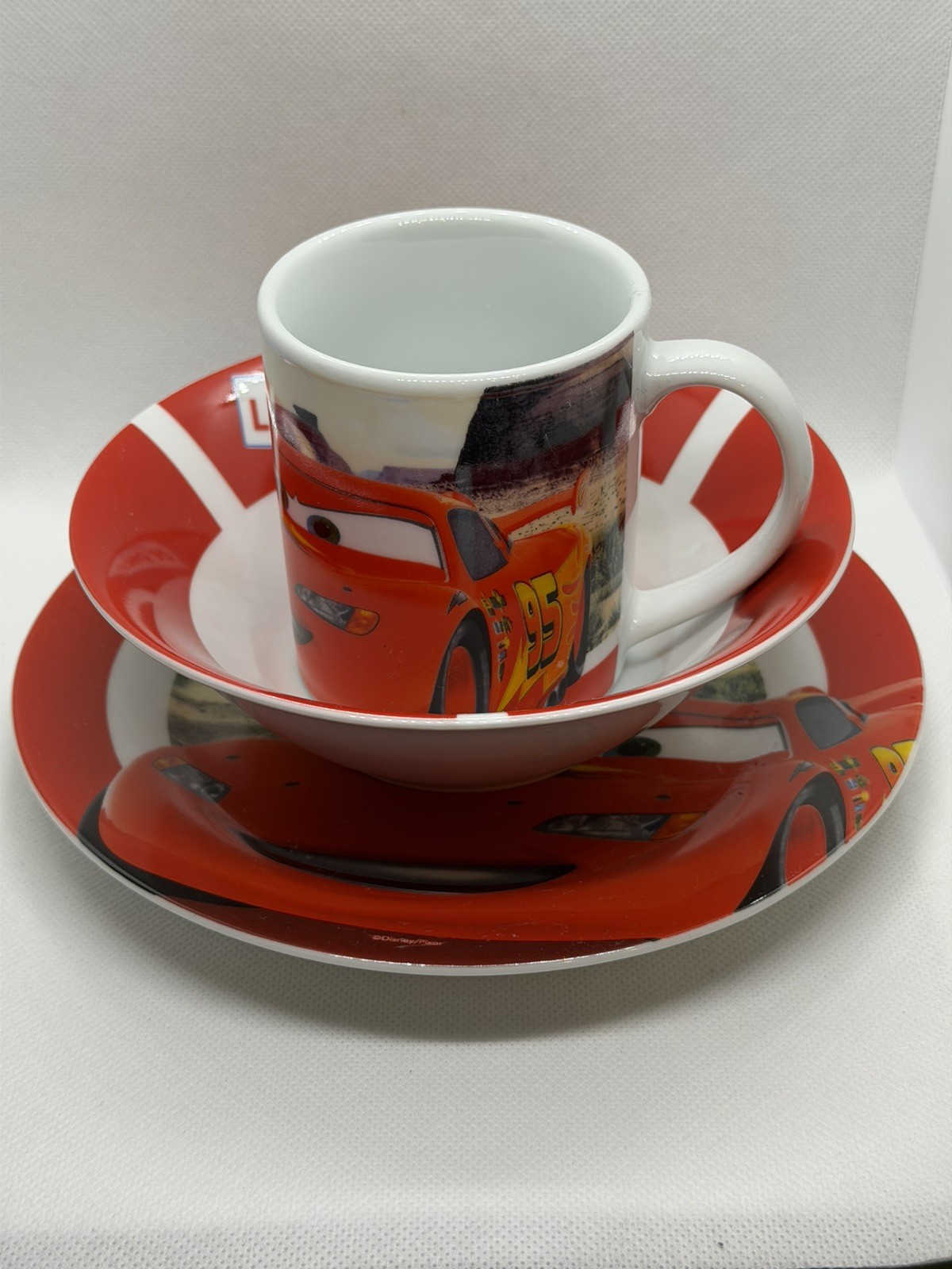 Disney Cars Breakfast Set Ceramic Plate Bowl Mug New Disney Cars Made in Germany