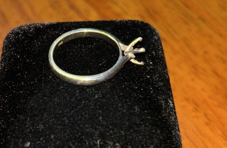 Old Scratched Sterling Silver Engagement Ring Setting marked STER with no stone