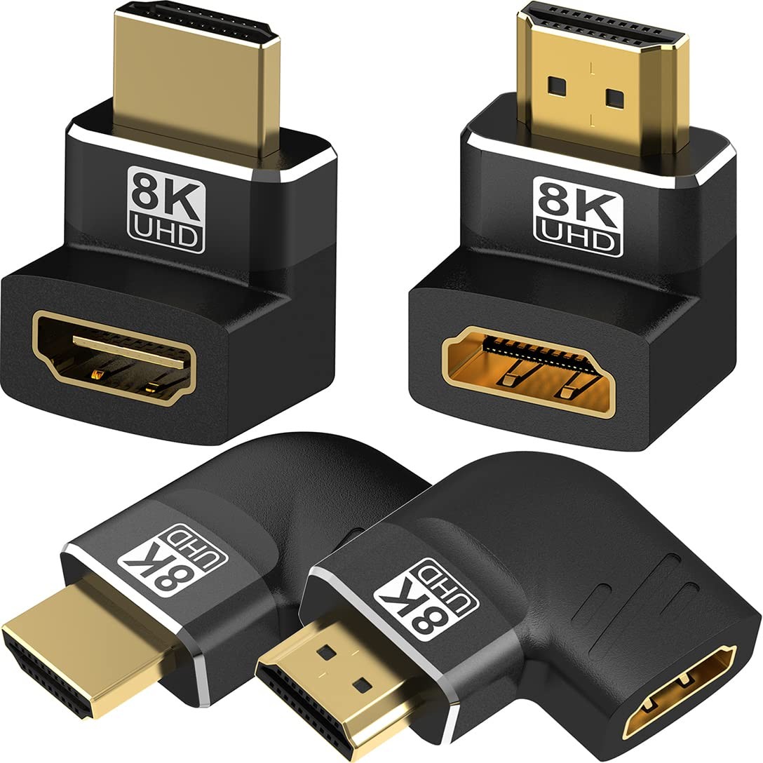 Warmstor 4 Pack 8K HDMI 2.1 Male to Female Adapter Up/Down & Left/Right Angle