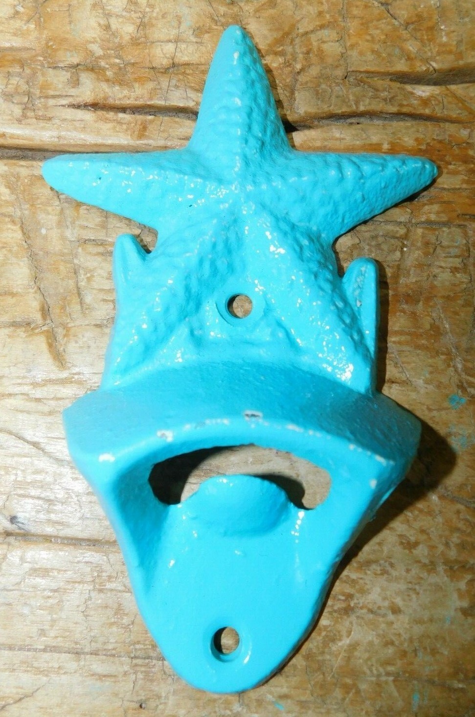 Cast Iron STARFISH Bottle Opener Nautical Beer Soda Opener TURQUOISE