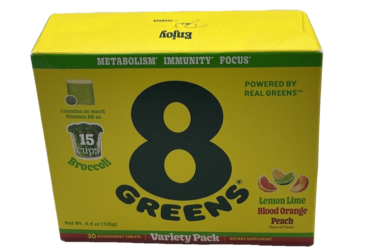 8Greens Daily Greens Effervescent Tablets - Variety- 30 Tablets Exp 08/2027