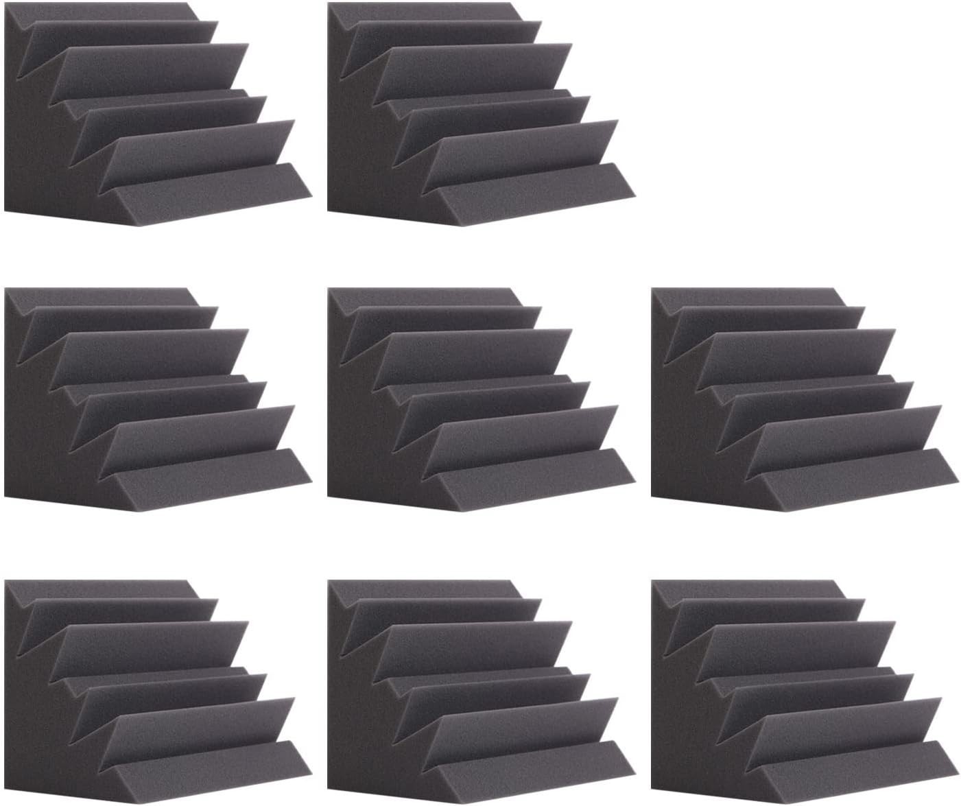 8 Pack - Bass Traps Acoustic Foam Corner, 8''x8''x12'' Black Bass Traps Corner S