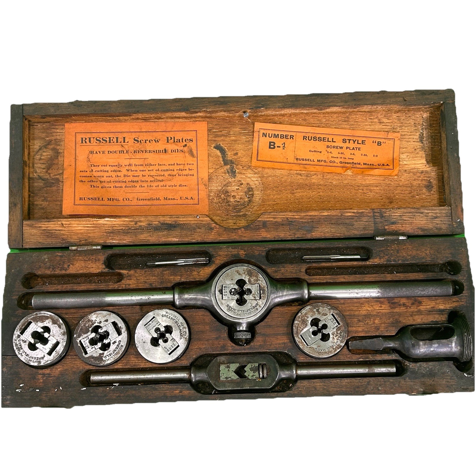 Russell Screw Plates Have Double Reversible Dies B9 Style B with Case VTG