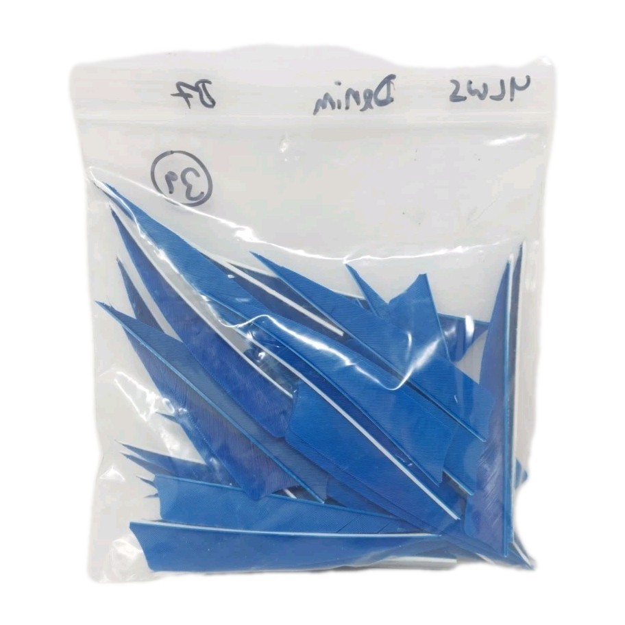 39 Count Archery Arrow Feathers 4" Left Wing Shield: Denim Blue