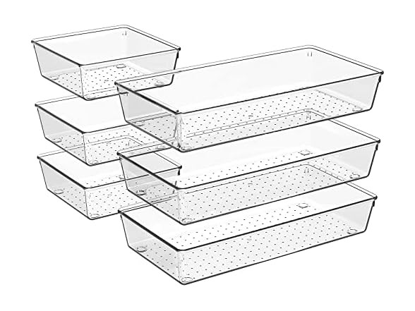 Criusia Drawer Organizer, 6 Pack Large Clear Plastic Drawer Organizer Set 💖