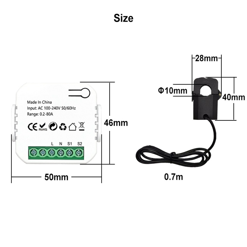 Tuya Meter 2 Way Bidirectional with Current Sensor Clamp App 6339