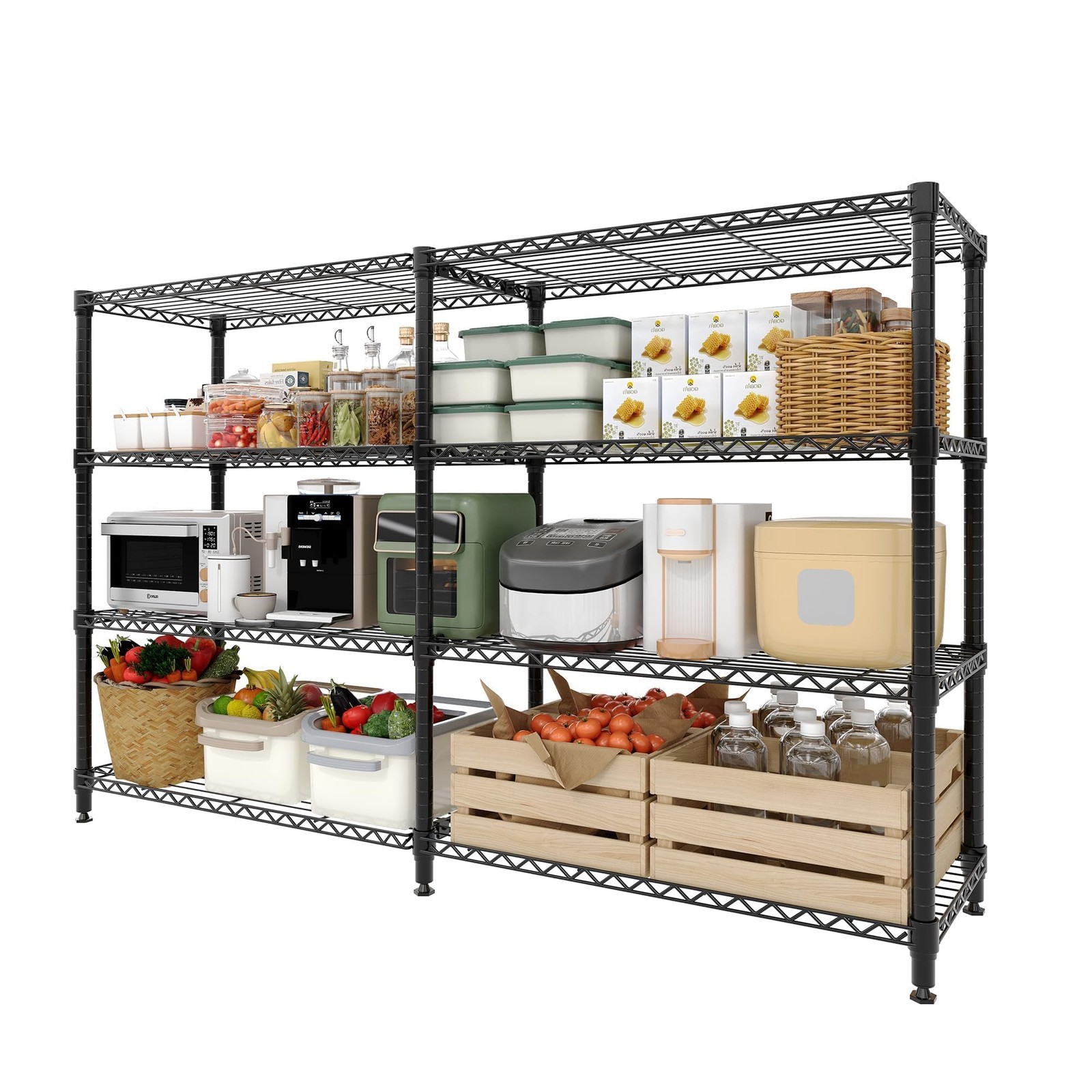 4-Tier Metal Shelving Unit Adjustable Heavy Duty Wire Storage Shelves for Garage