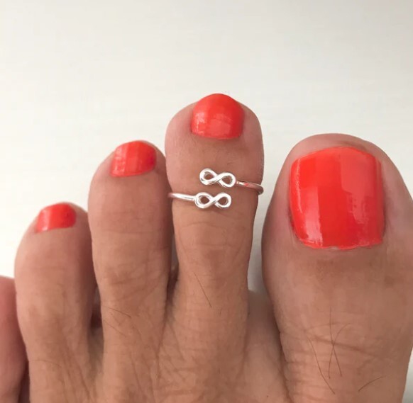 Valentine's Day Gift For Women's Adjustable Double Tiny Infinity Toe Ring 925 SS