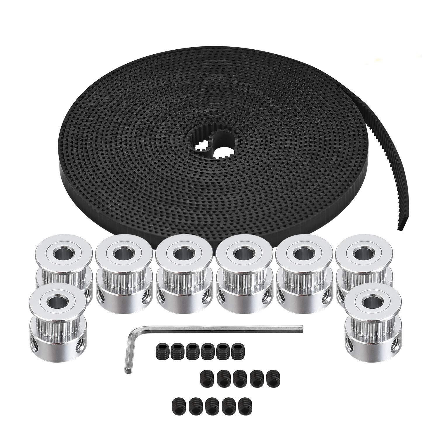 Gt2 Timing Belt Pulley 8pcs 5mm 20 Teeth Timing Pulley Wheel And Gt2 5 Meters Ru