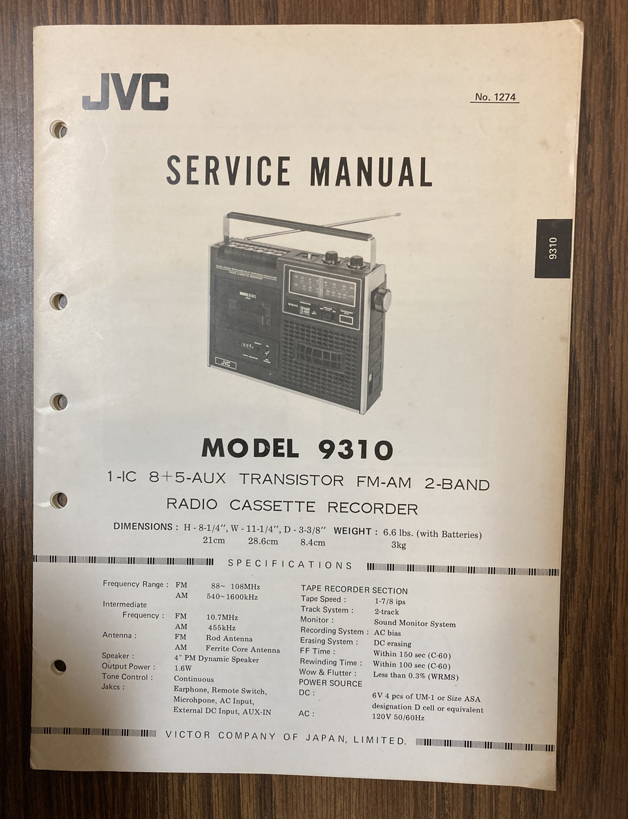 Original JVC Model 9310 Service Manual