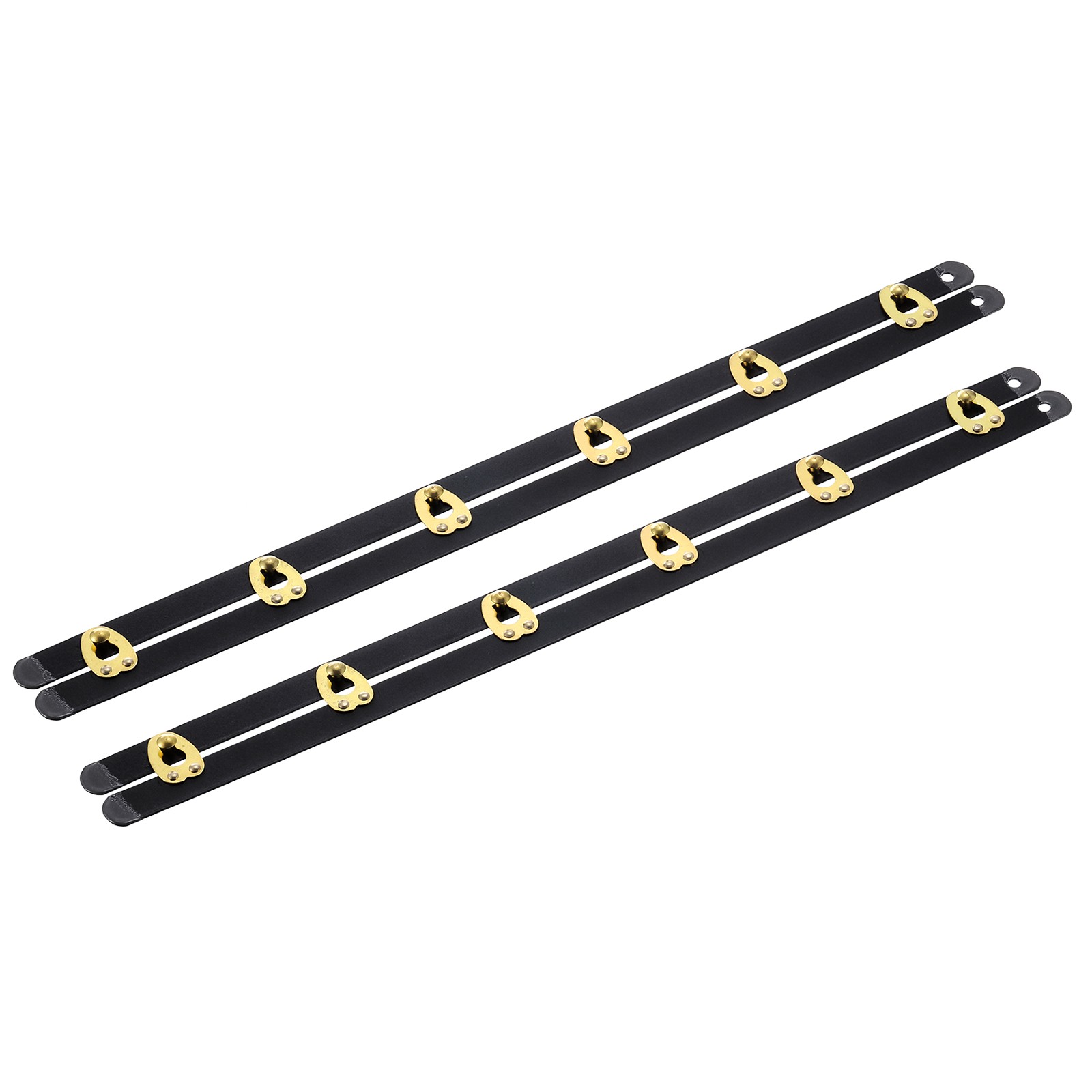 2 Set Corset Busk 12 Inch Black Steel Boning Support with Gold Buttons