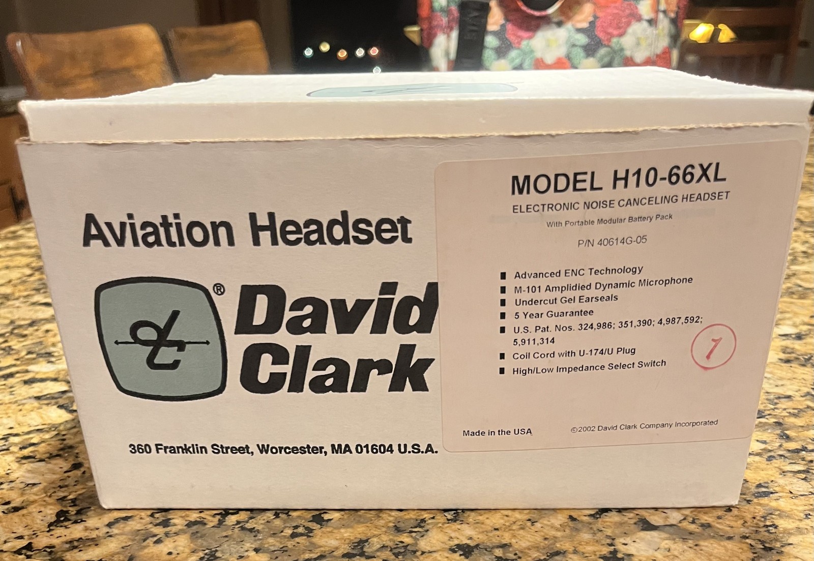 David Clark Aviation Headset Model H10-66XL NEW- OPEN BOX
