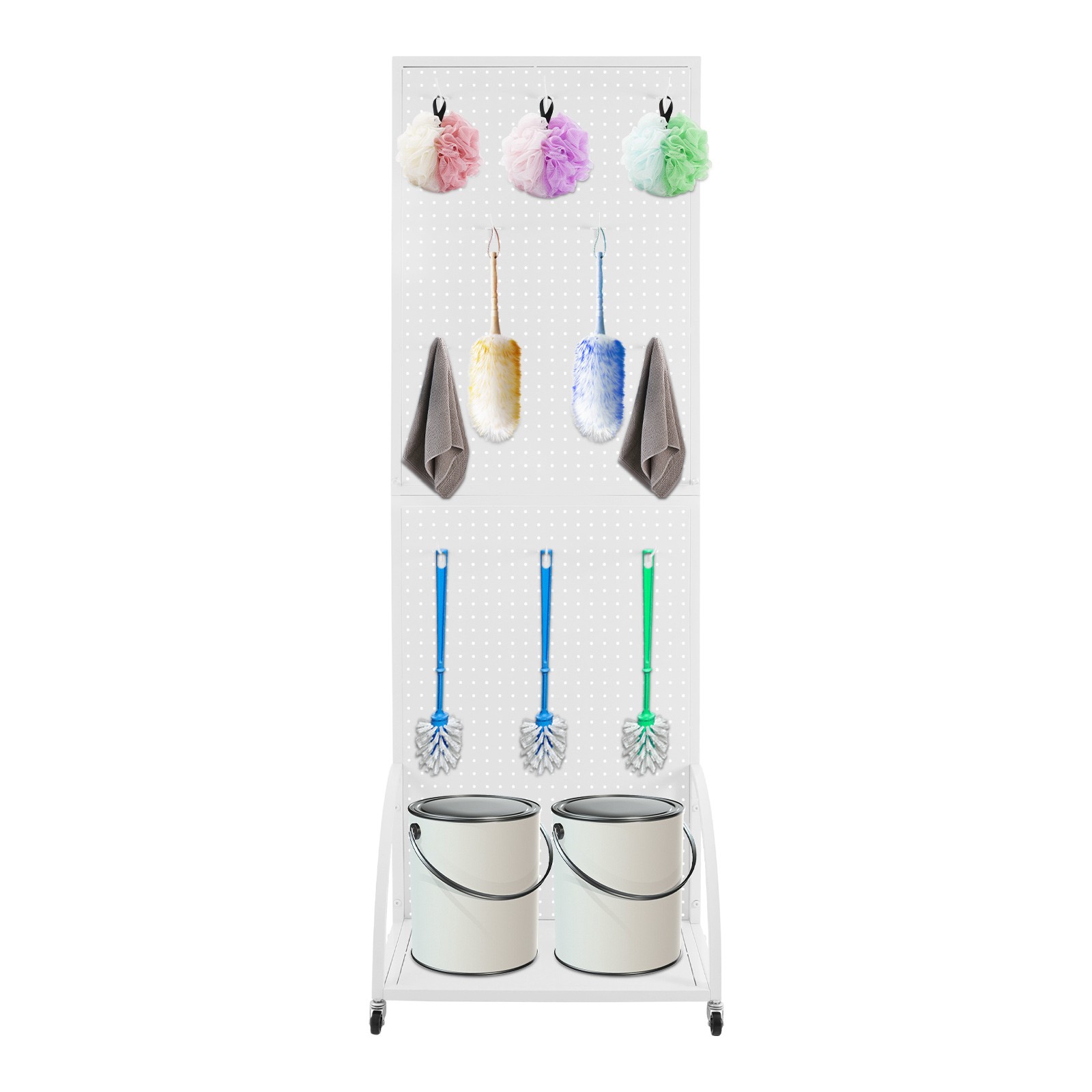 Merchandise Display Rack Retail Pegboard Rack White Iron Pegboard Display Stand