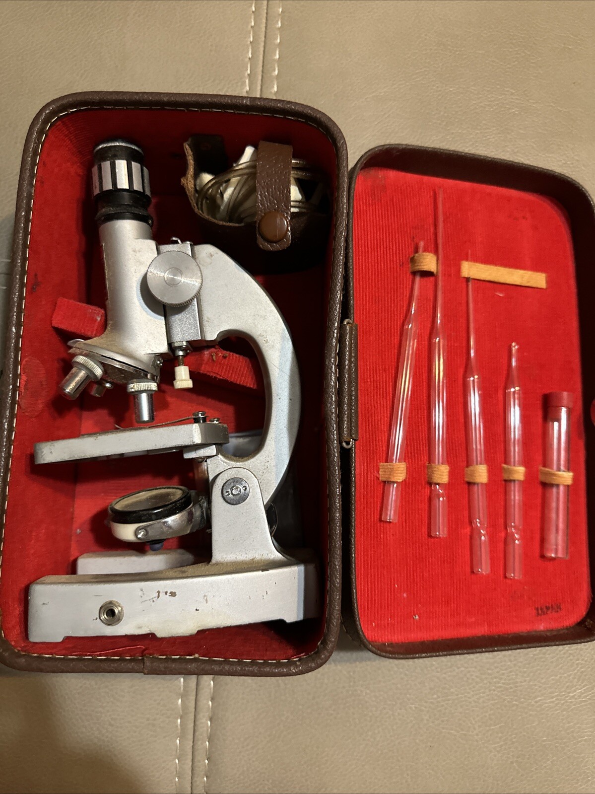 Vintage Jason Model 712 Deluxe 900x Zoom Microscope W Light & Specimen Slides +