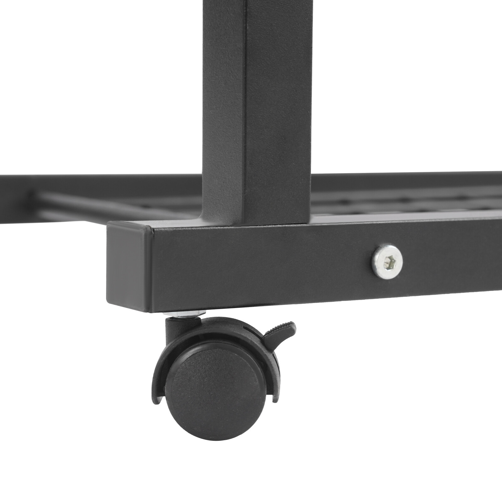 2 Tiers Adjustable Bed Side Table Thickened Mobile Standalone Table w/ Wheels