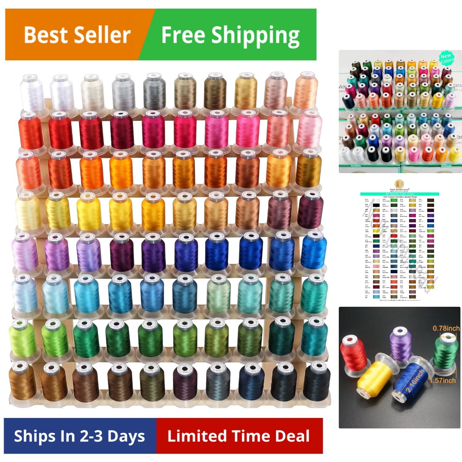 80 Spools Polyester Embroidery Machine Thread Kit 500M 550Y Each Spool - Colo...
