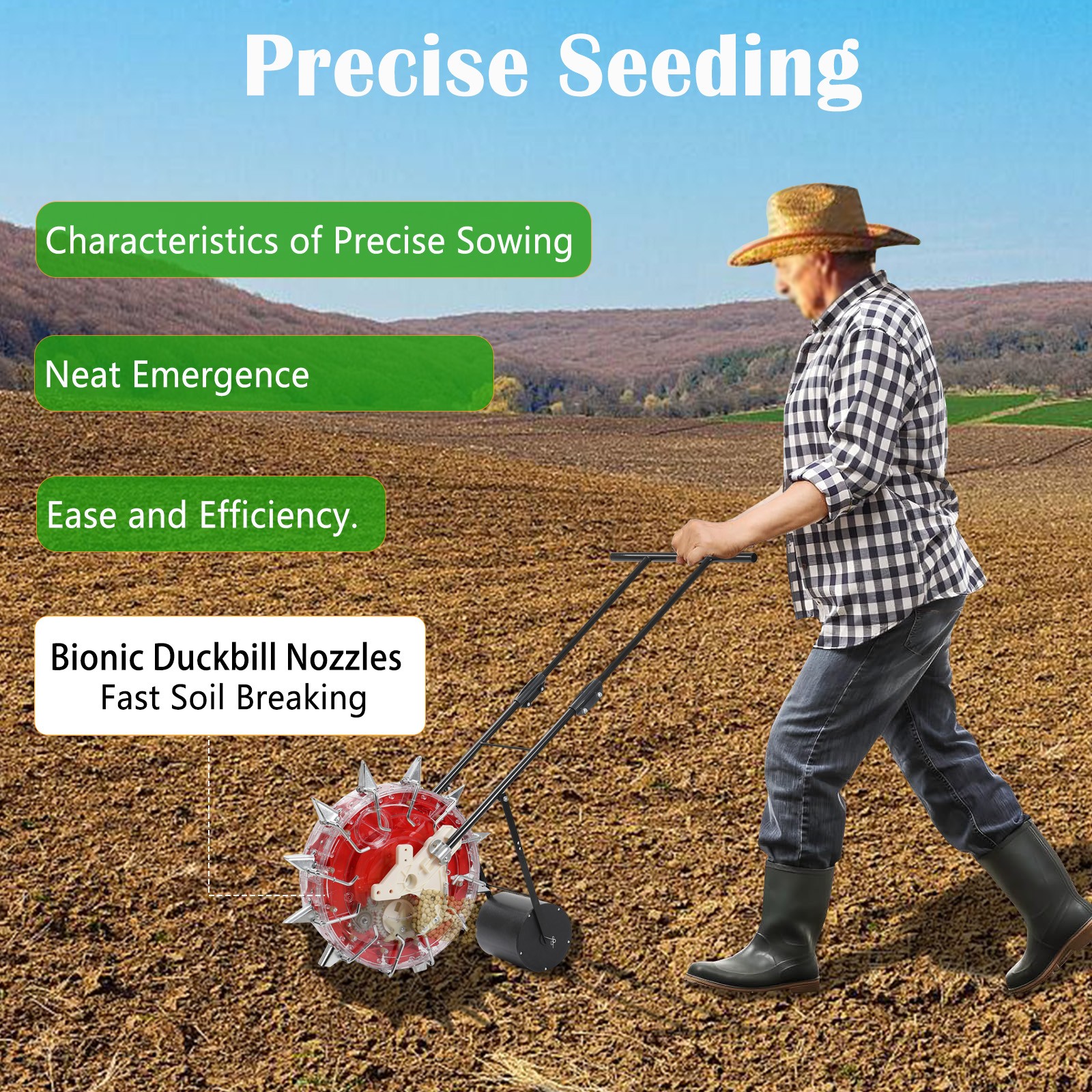 Hand Push Roller Soy Corn Carousel Precision Seeding Tool Manual Seeder Machine